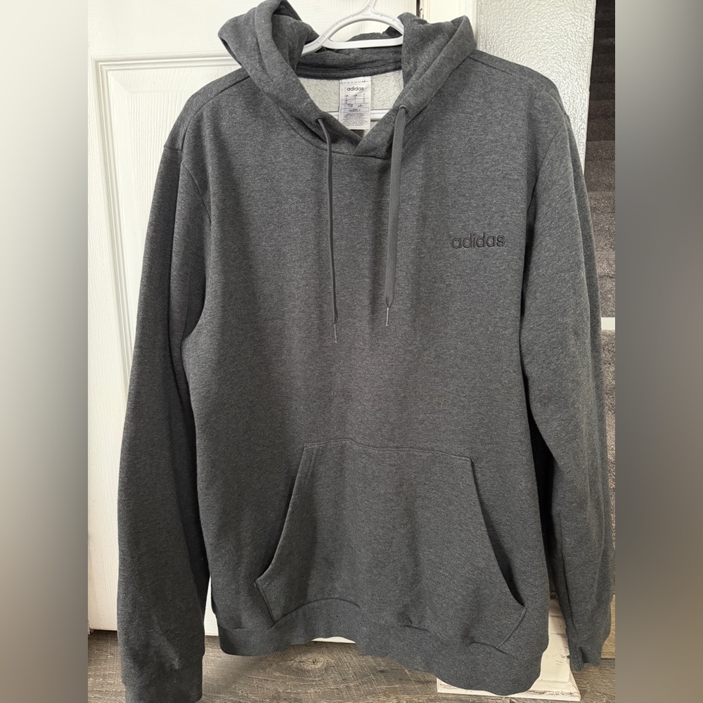 Adidas Men’s Fleece Hoodie in Charcoal Gray
